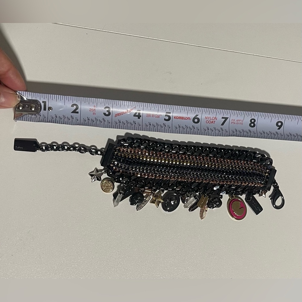 Coach Tribal Tonal Charm Bracelet Black Multi Chain Statement Bracelet - Picture 5 of 5